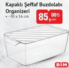 KAPAKLI ŞEFFAF BUZDOLABI ORGANİZERİ 30X16 CM